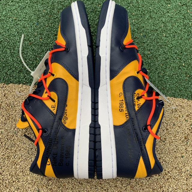 off white dunk low university gold