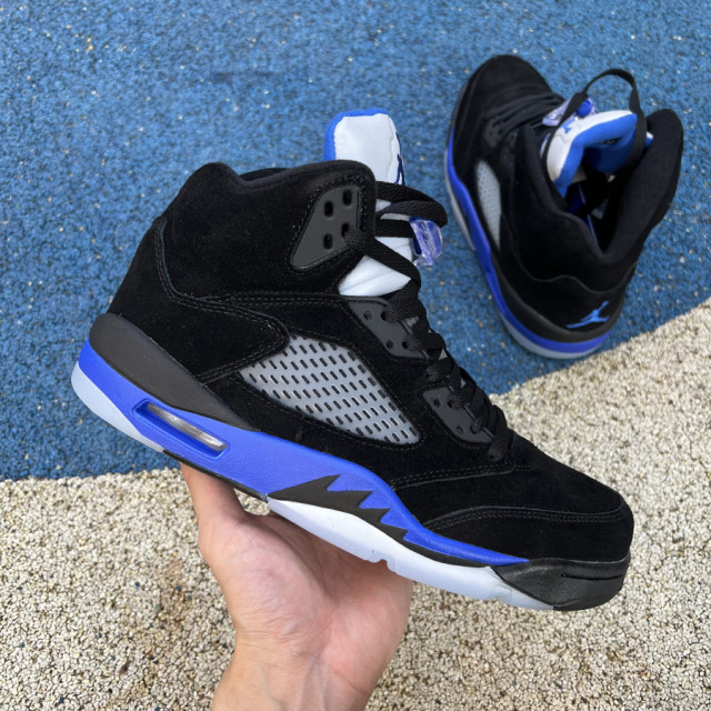 retro 5 blue and black